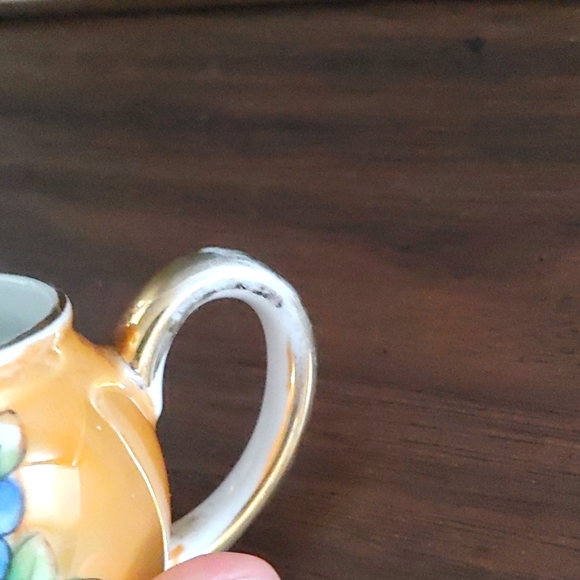 Vintage Noritake Japan cream and sugar set. Orange lusterware hand painted. - Picture 6 of 9